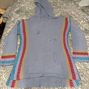 Multicolor Knit Hooded Sweater